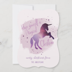 Cartes Pour Fêtes Annuelles Galaxie magique de Noël licorne
