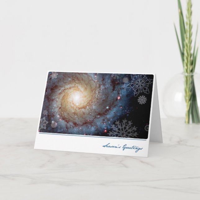 Cartes Pour Fêtes Annuelles Galaxie spirale avec flocons de neige - Télescope  (Devant)