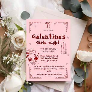 Cartes Pour Fêtes Annuelles Galentine Fête de Nuit entre Filles de la Saint-Va