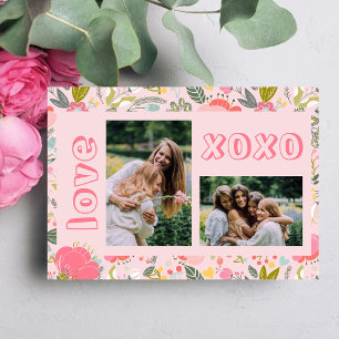 Cartes Pour Fêtes Annuelles Galentine's Day floral rose 2 photo collage xoxo