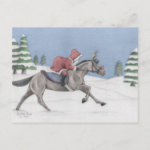 Cartes Pour Fêtes Annuelles Galloping Père Noël