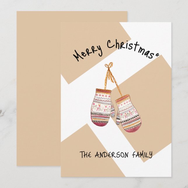 Cartes Pour Fêtes Annuelles Gants d'hiver de pays mignons Joyeux Noël (Devant / Derrière)