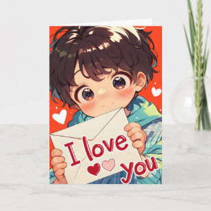 Cartes Pour Fêtes Annuelles Garçon Anime Amour Kawaii