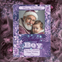 Garçon d'anniversaire Noël Fleur aquarelle violett