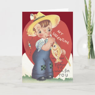 Cartes Pour Fêtes Annuelles Garçon de la campagne Valentine de poissons de