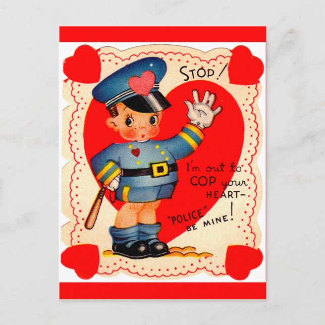 Cartes Pour Fêtes Annuelles garçon de la police des années 1930 (Devant)