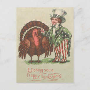Cartes Pour Fêtes Annuelles Garçon Oncle Sam Thanksgiving Turkey