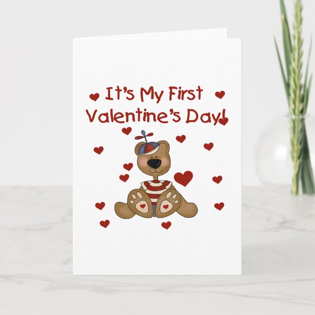 Cartes Pour Fêtes Annuelles Garçon ours 1er Saint Valentin Tshirts et cadeaux (Devant)