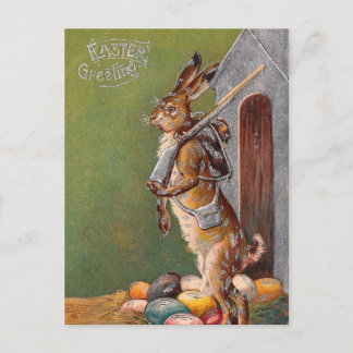 Cartes Pour Fêtes Annuelles Garde lapin de Pâques victorienne PC
