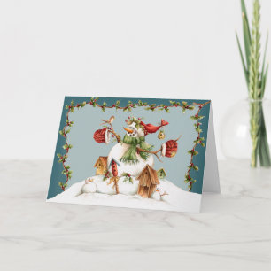Cartes Pour Fêtes Annuelles Garden Snowman