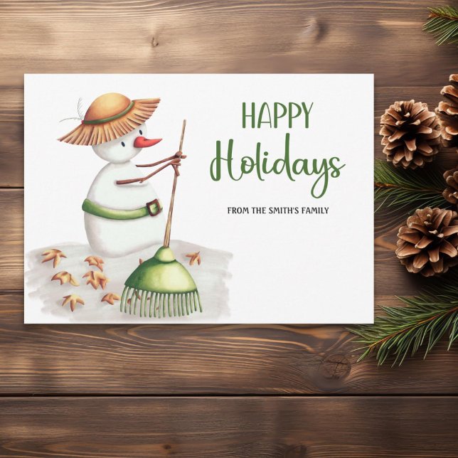Cartes Pour Fêtes Annuelles Gardener Snowman Joyeuses vacances Noël (Créateur téléchargé)