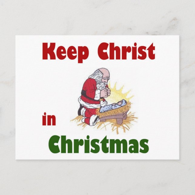 Cartes Pour Fêtes Annuelles Garder le Christ à Noël (Devant)