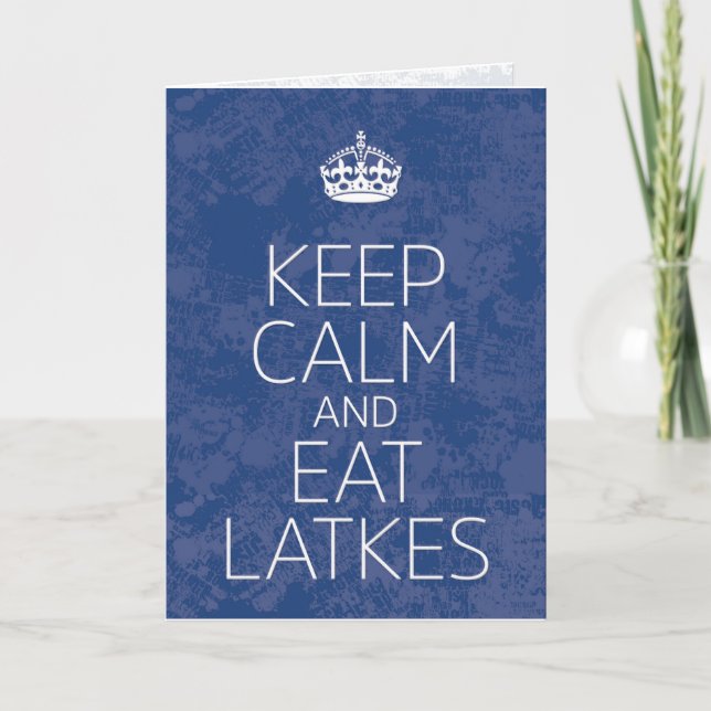 Cartes Pour Fêtes Annuelles "Gardez le calme et mangez des latkes" Hanoukka (Devant)