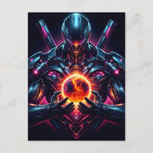 Cartes Pour Fêtes Annuelles Gardien Cosmique Cybernétique Abstrait Robot Futur