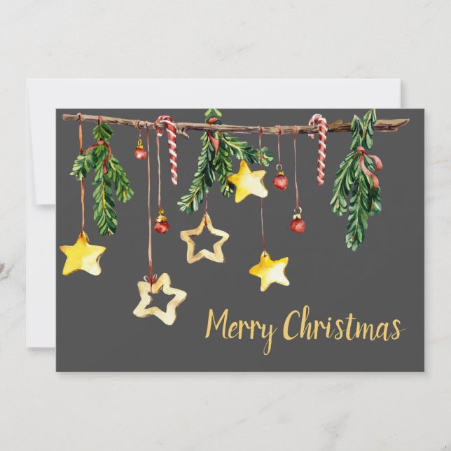 Cartes Pour Fêtes Annuelles Garland de Noël rustique (Devant)