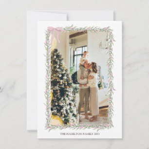 Cartes Pour Fêtes Annuelles Garland rose avec message Photo de Noël