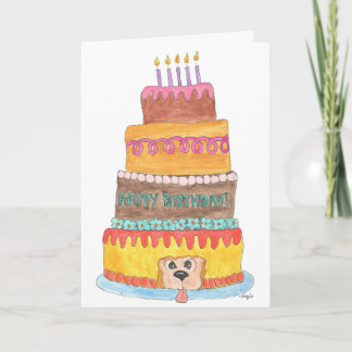 Cartes Pour Fêtes Annuelles Gâteau d'anniversaire avec chien