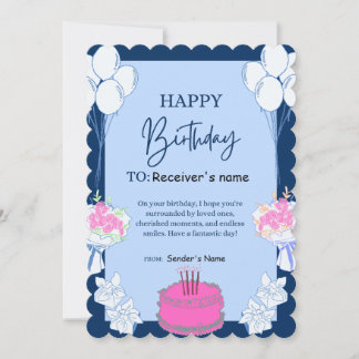 Cartes Pour Fêtes Annuelles Gâteau numérique personnalisable anniversaire