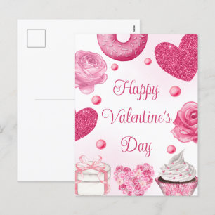 Cartes Pour Fêtes Annuelles Gâteaux et friandises rose aquarelle pour la Saint