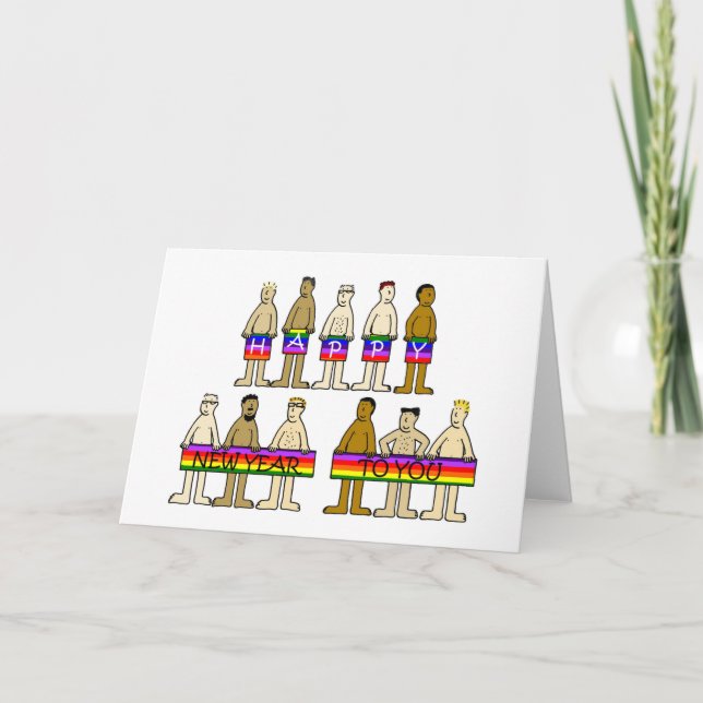 Cartes Pour Fêtes Annuelles Gay masculin Bonne Année  (Devant)