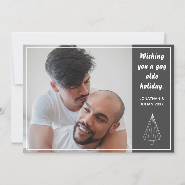 Cartes Pour Fêtes Annuelles Gay Olde Noël LGBTQ Chalkboard (Devant)