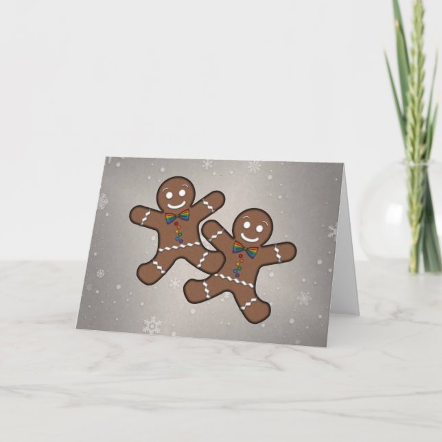 Cartes Pour Fêtes Annuelles Gay pride Noël Gingerbread Hommes Couple (Devant)