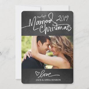 Cartes Pour Fêtes Annuelles GC Our First Married Christmas Holiday Card Chalk