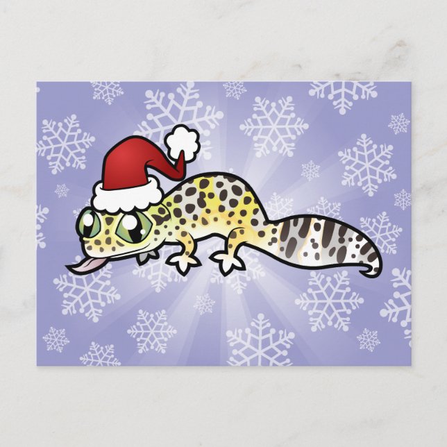 Cartes Pour Fêtes Annuelles Gecko de léopard de Noël (Devant)