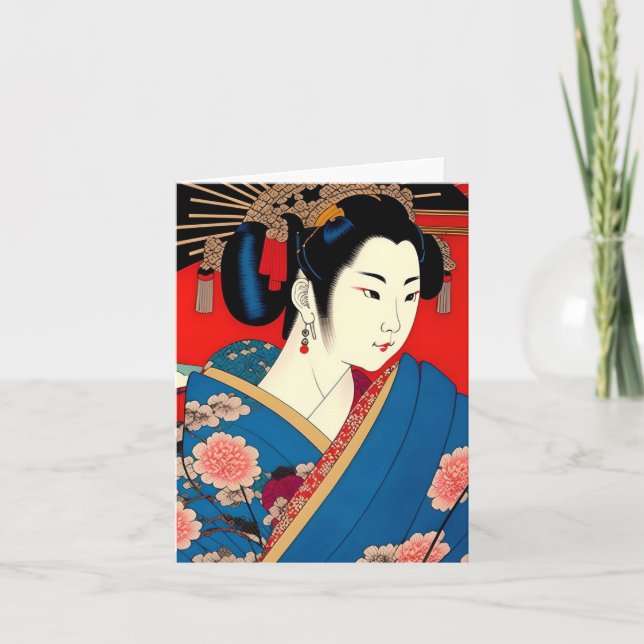 Cartes Pour Fêtes Annuelles Geisha Study B en japonais (Devant)