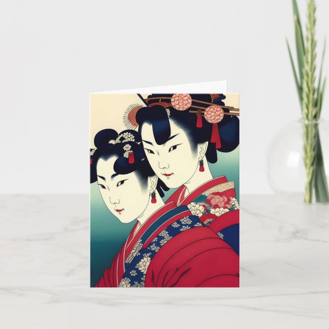 Cartes Pour Fêtes Annuelles Geisha Study C en japonais (Devant)