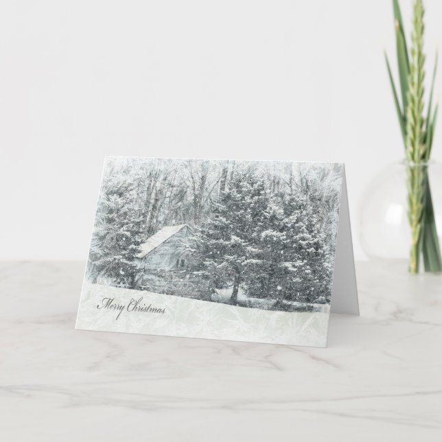 Cartes Pour Fêtes Annuelles gelé Joyeux Noël cabine de pays (Devant)