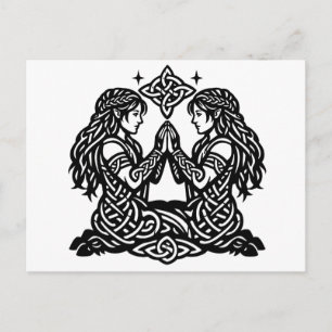 Cartes Pour Fêtes Annuelles Gémeaux — Jumeaux du zodiaque de l'encre hantée