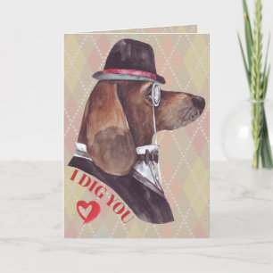 Cartes Pour Fêtes Annuelles Gentleman Hound Dog Je vous déterre