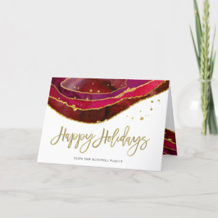 Cartes Pour Fêtes Annuelles Geode rouge fascinant avec de l'or   bonnes fêtes
