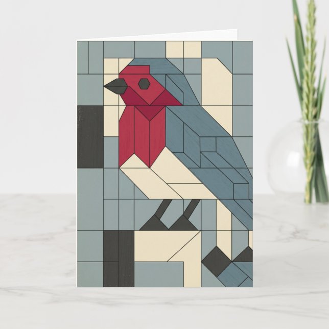 Cartes Pour Fêtes Annuelles Geometric Block Robin Christmas Card (Devant)