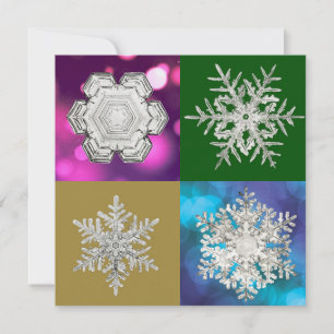 Cartes Pour Fêtes Annuelles Géométrie multi-couleurs de flocon de glace crista