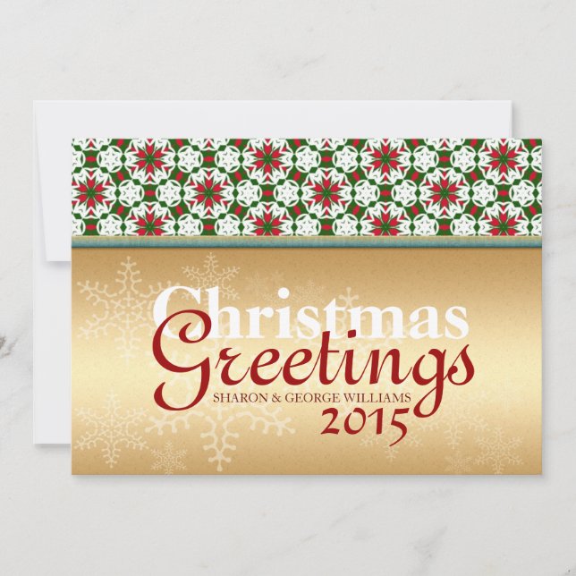 Cartes Pour Fêtes Annuelles Géométrie Star Snowflake Jours de Noël dorés (Devant)
