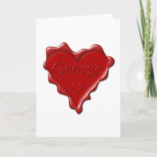 Cartes Pour Fêtes Annuelles George. Joint rouge de cire de coeur avec George