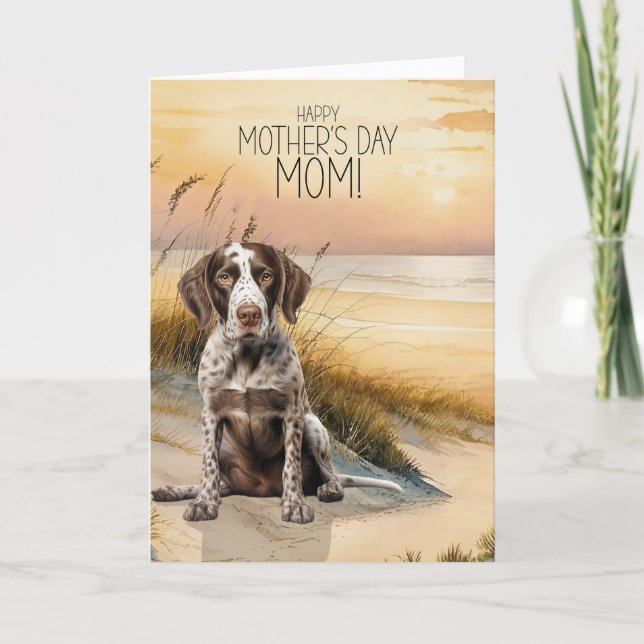 Cartes Pour Fêtes Annuelles German Pointer Dog Sunset Beach Mother's Day (Devant)