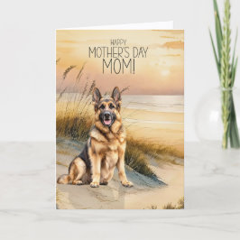 Cartes Pour Fêtes Annuelles German Shepherd Dog Sunset Beach Mother's Day