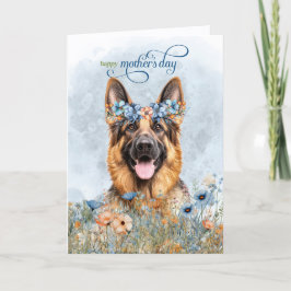 Cartes Pour Fêtes Annuelles German Shepherd Dog Wildflowers Mother's Day