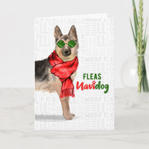 Cartes Pour Fêtes Annuelles German Shepherd Fleas NaviDOG Holiday