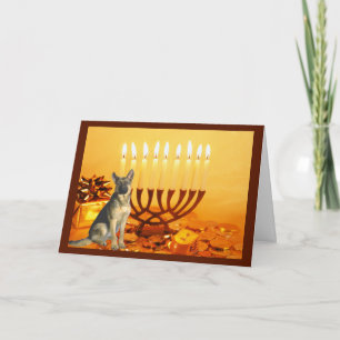 Cartes Pour Fêtes Annuelles German Shepherd   Menorah3