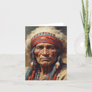 Cartes Pour Fêtes Annuelles Geronimo Portrait du chef guerrier indien