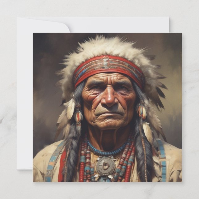 Cartes Pour Fêtes Annuelles Geronimo Portrait du chef guerrier indien (Devant)