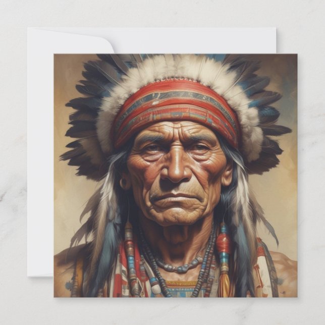 Cartes Pour Fêtes Annuelles Geronimo Portrait du chef guerrier indien (Devant)