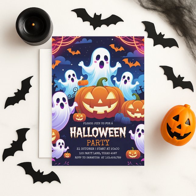 Cartes Pour Fêtes Annuelles Ghost & Citrouille Halloween pour enfants (Créateur téléchargé)