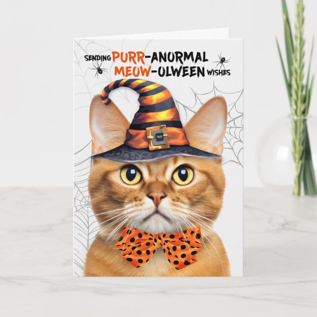 Cartes Pour Fêtes Annuelles Gingembre Tabby Halloween Chat PURRanormal MEOWolw (Devant)