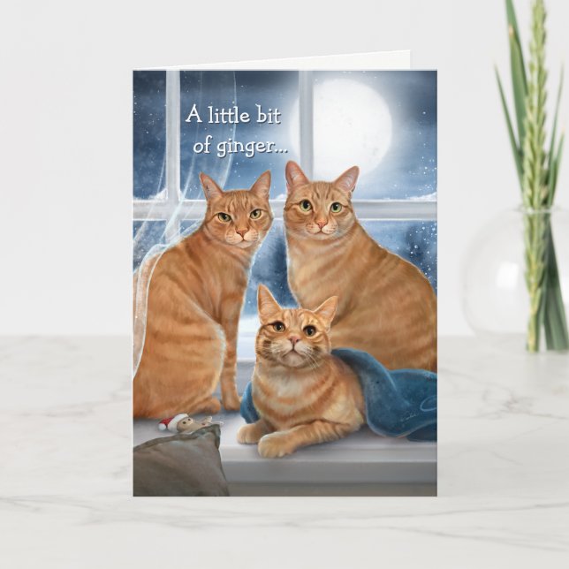 Cartes Pour Fêtes Annuelles Ginger Orange Tabby Chat Joyeux Noël (Devant)