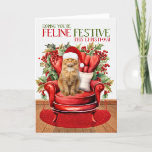 Cartes Pour Fêtes Annuelles Ginger Tabby Noël Chat FELINE Festive